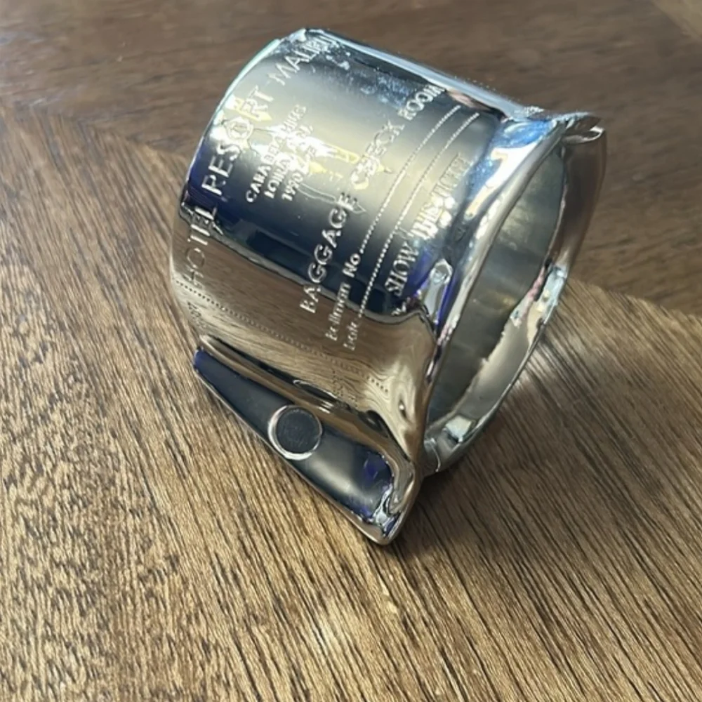 Zara silver tone plaque cuff bracelet with text